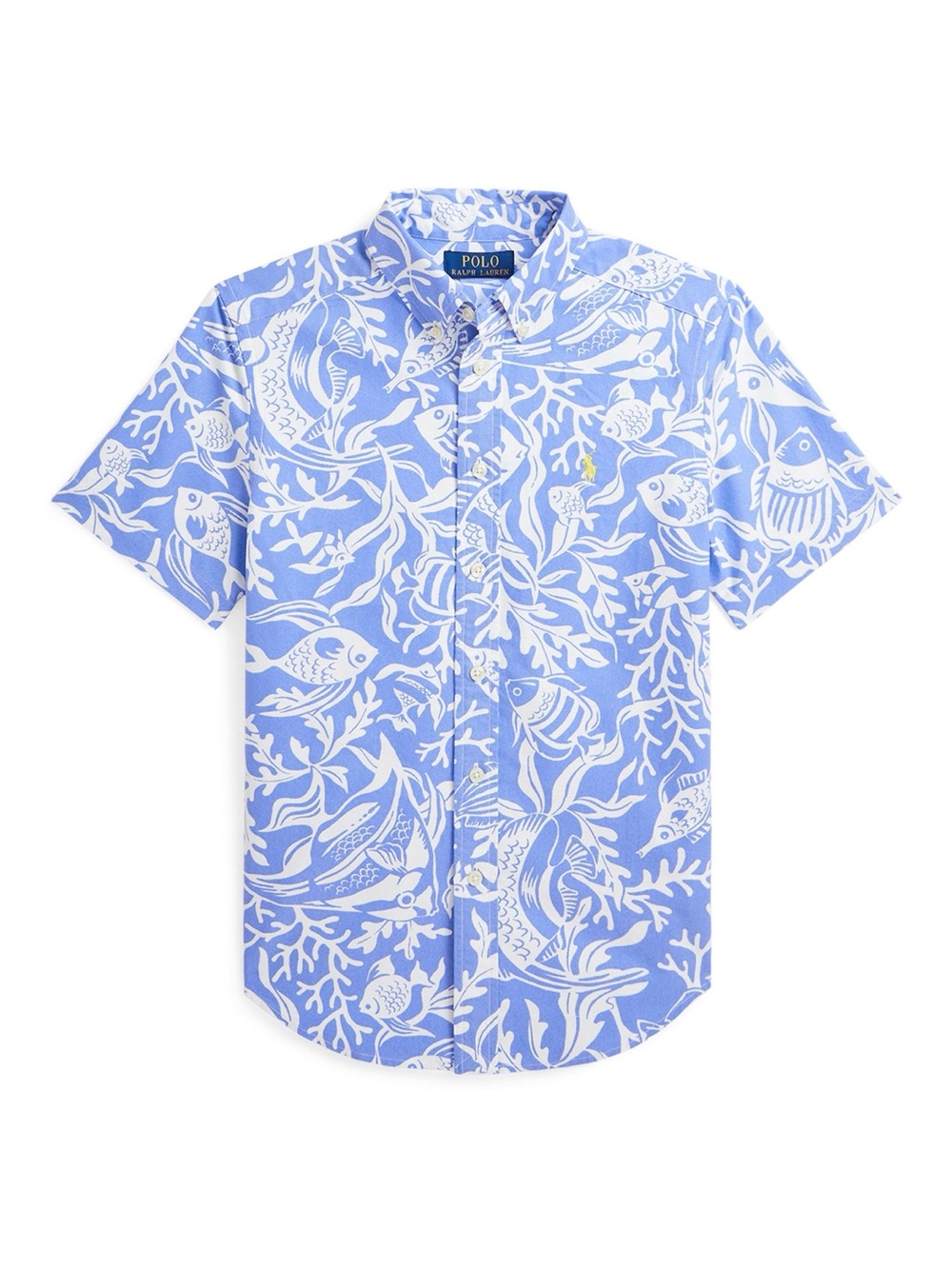 Polo by Ralph Lauren Blue & White Short-Sleeve Printed Button-Down Shirt